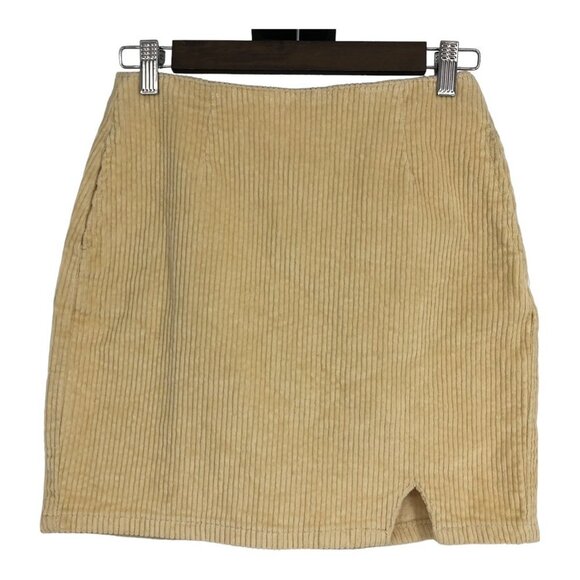 BP Nordstrom yellow corduroy mini skirt w/ pockets and front slit high waist XS - Picture 12 of 12